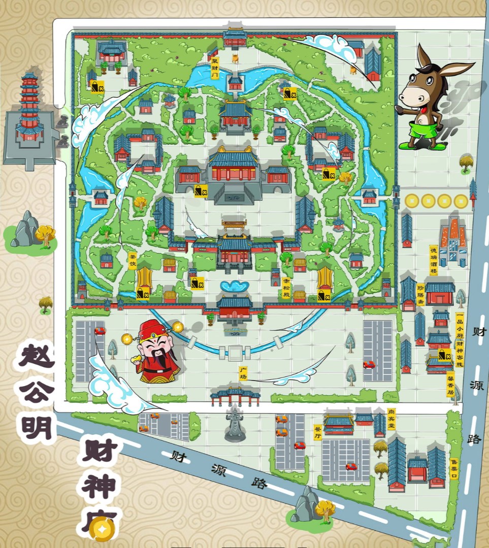 洮北寺庙类手绘地图